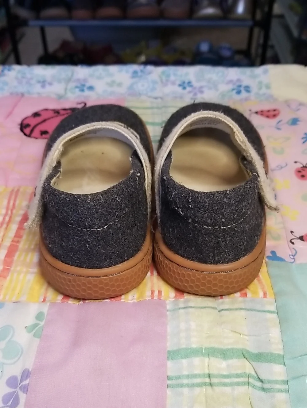 Livie & Luca Charcoal Mary Jane with Beige Strap Size 7 Carta II
